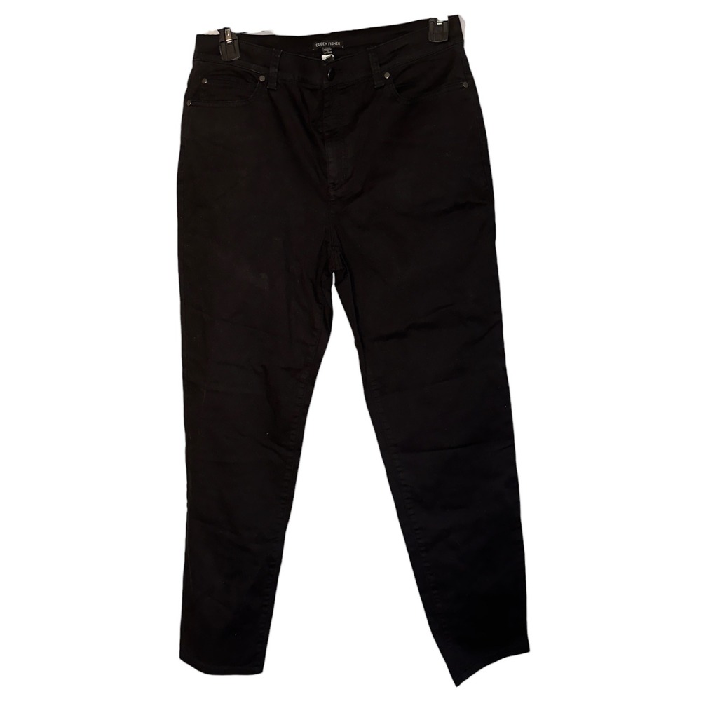 Eileen Fisher Womens Medium Organic Cotton Stretch Denim Black Jeans NWT